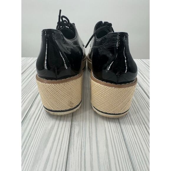 Call It Spring Vegan Aria Glossy Y2K Oxford‎ Chunky Heel Black Shoes Size 8.5 - Picture 7 of 10